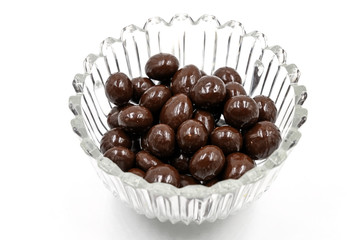 blueberry chocolate snack in a plate on white backdrop