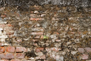 Old red brick wall texture pattern and background.