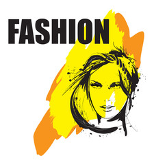 Fashion girls face. Woman face. Hand-drawn fashion model.