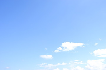 Soft white clouds and blue sky background.