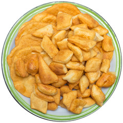 Kazakh national food Baursak on a white background. Kazakh national cuisine