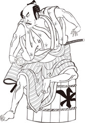 浮世絵　歌舞伎役者　その18　白黒