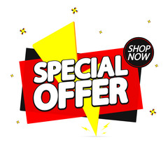 Special Offer, flash sale banner design template, discount tag, vector illustration