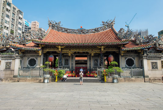 Longshan Temple in Taiwan. Located in the old village part of Taipei.