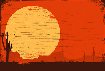Wild west landscape background, Vector Illustration