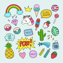 Vector patch set in cartoon style
