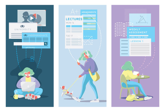 Modern Flat Design Concept of Online Education