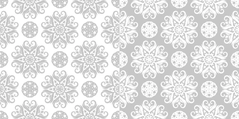 Deurstickers Floral gray seamless backdrops. Monochrome backgrounds compilation © Liudmyla