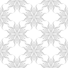 Floral white background with gray seamless pattern