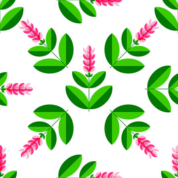 Turmeric, curcuma. Plant with a flower. Stylized illustration. Seamless pattern.