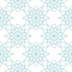 Geometric seamless background. Blue print on white
