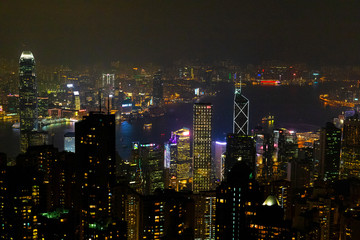 Fototapeta na wymiar Causeway Bay, Hong Kong - 23 November 2018: Hong Kong skyline at night view from Victoria peak.