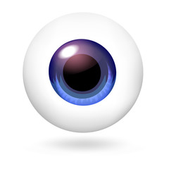 Blue scary eyeball icon. Realistic illustration of blue scary eyeball vector icon for web design isolated on white background