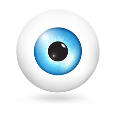 Blue sky eyeball icon. Realistic illustration of blue sky eyeball vector icon for web design isolated on white background