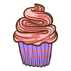 Cream cupcake icon. Hand drawn illustration of cream cupcake vector icon for web design