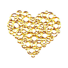 Golden heart from circles. Valentines Day. Vector illustration on isolated background.
