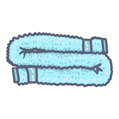 Clean blue towel icon. Hand drawn illustration of clean blue towel vector icon for web design