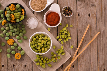 Wasabi coated peanuts.