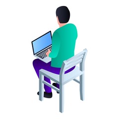 Boy sit on chair icon. Isometric of boy sit on chair vector icon for web design isolated on white background