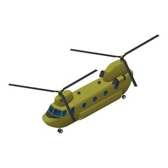 Military transport helicopter icon. Isometric of military transport helicopter vector icon for web design isolated on white background