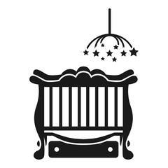 Baby cot with laundry box icon. Simple illustration of baby cot with laundry box vector icon for web design isolated on white background