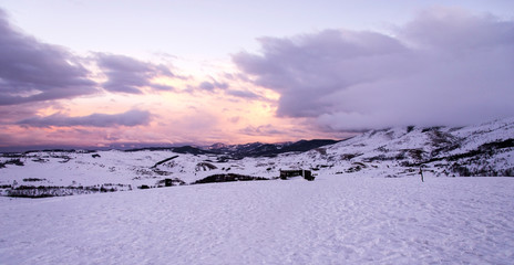 Fototapeta premium Sunset in the mountain background
