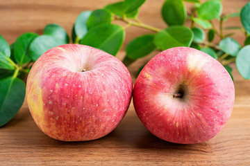 Red apple on the desktop