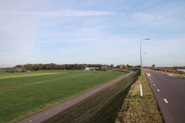 Small country roads in the Zuidplaspolder in Moordrecht in the Netherlands in the lowest area in western Europe