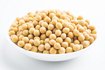 Yellow beans on white background