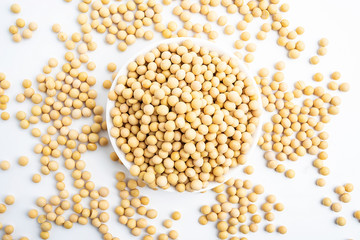 Yellow beans on white background