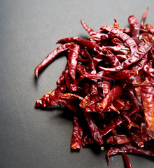 dried chilli on a black background