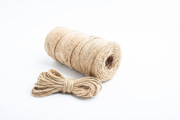 Hemp rope on white background