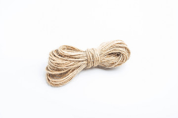 Hemp rope on white background