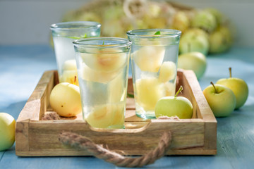 Delicious apple juice made of fresh fruits