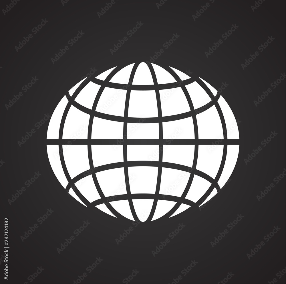 Poster globe icon on black background for graphic and web design, modern simple vector sign. internet conce