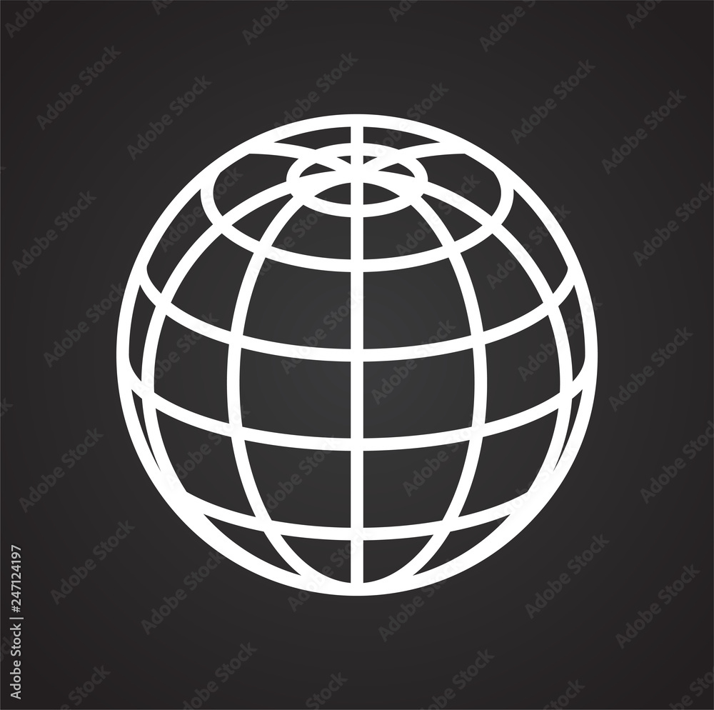 Poster globe icon on black background for graphic and web design, modern simple vector sign. internet conce