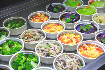 Food on Display in a Night Market in Dali, Yunnan Province, China