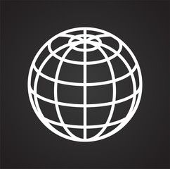 Globe icon on black background for graphic and web design, Modern simple vector sign. Internet concept. Trendy symbol for website design web button or mobile app