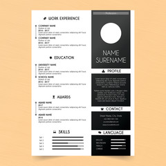 Black and White Resume Template