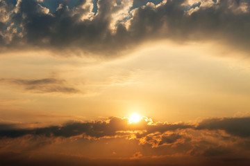 beautiful skylight sunset. nature composition. over light