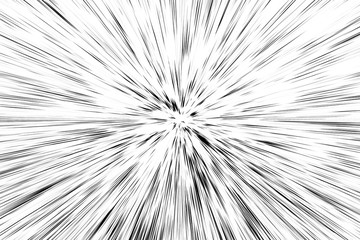 Bokeh black lines on white background, abstraction, abstract speed light motion blur texture, star particle or space traveling, black and white extrusion effect