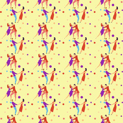 Seamless pattern with lovers b cartoons characters and girl