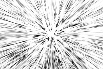 Bokeh black lines on white background, abstraction, abstract speed light motion blur texture, star particle or space traveling, black and white extrusion effect