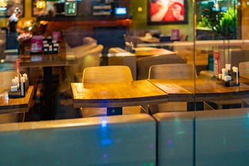 free table in cozy rich restaurant. interior f