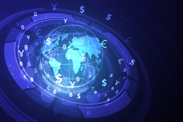 Money transfer. Global Currency. Stock Exchange. Stock vector illustration.