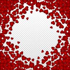 Hearts valentine background on transparent vector. Heart shapes Women's Day pattern with space for text or image