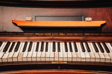 Fototapeta na wymiar Old piano, closeup