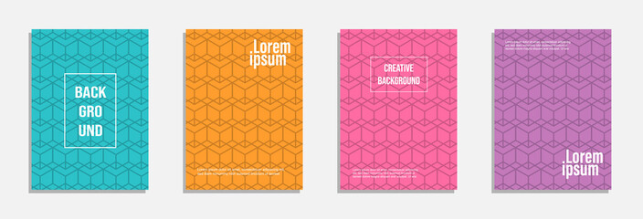 Naklejka premium Colorful and modern cover design. Set of geometric pattern background