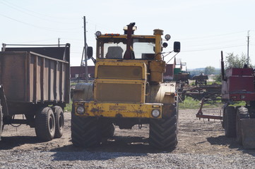 old yellow tractor