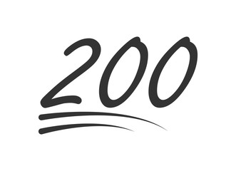 200 - hundred number vector icon. Symbol isolated on white background